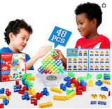 OKREVIEW TetraTower Tetris Stack Game - 48 Pieces Swing Stack High Child Balance STEM Toy, Team Building Block Board Game for Kids 2 Players Montessori Toy