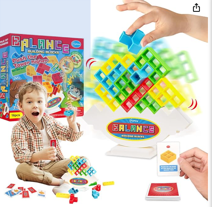 iYuePeng Board Games for Kids & Adults Tetra Tower Balance Stacking Toys Perfect for Family Games, Parties, Travel