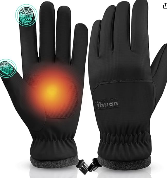 ihuan Winter Gloves Waterproof Windproof Mens Women - Warm Gloves Cold Weather, Touch Screen Fingers, Driving Biking Running