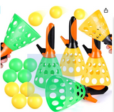 Jugana Pop and Catch Ball Game - Kids Toys Activities Outdoor Indoor Game Pop Pass Catch Ball Game with 4 Catch Launcher Baskets and 8 Balls for Boy Girl Party Birthday Age 5 6 7 8 9 10