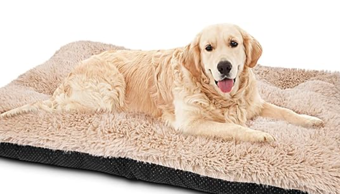 JOEJOY Large Dog Bed Crate Pad, Ultra Soft Calming Dog Crate Bed Washable Anti-Slip Kennel Crate Mat for Extra Large Medium Small Dogs, Dog Mats for Sleeping and Anti Anxiety,40" x 27", Beige