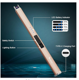 SUPRUS Electric Lighter Arc Windproof Flameless USB Lighter Rechargeable Lighter with Safety Lock for Candle BBQ Camping (Champagne Gold)
