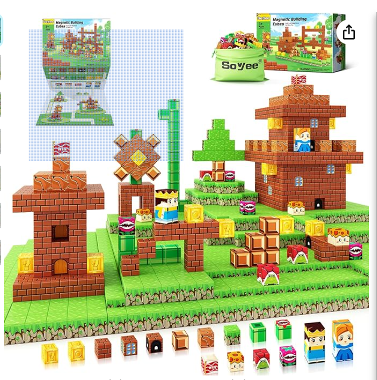 Magnetic Blocks Building Toys 108PCS - Build Mine Magnet World Set, Magnetic Toys for Boys & Girls Ages 3-5 5-7 8-10, Buildable Game Elements Gifts STEM Toys for 3+ Year Old Boys & Girls