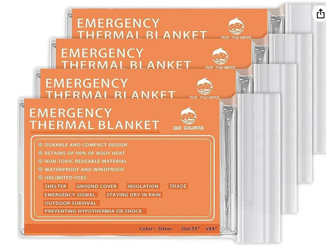 QIO CHUANG Emergency Mylar Thermal Blankets -Space Blanket Survival kit Camping Blanket (4-Pack). Perfect for Outdoors, Hiking, Survival, Bug Out Bag ,Marathons or First Aid 1