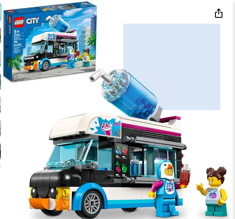 LEGO City Penguin Slushy Van Building Toy - Featuring a Truck and Costumed Minifigure, Great Gift Idea for Boys and Girls, Truck Toy for Kids Ages 5 and Up, 60384