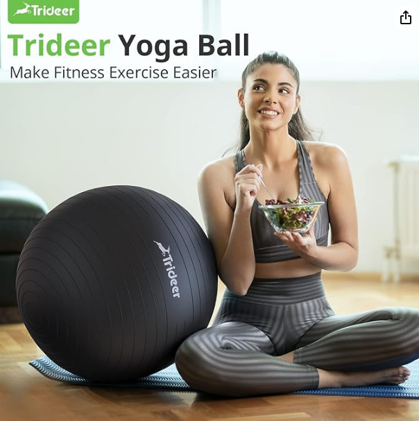 Trideer Yoga Ball Exercise Ball for Working Out, 5 Sizes Gym Ball, Birthing Ball for Pregnancy, Swiss Ball for Physical Therapy, Balance, Stability, Fitness, Office Ball Chair, Quick Pump Included