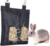 Hay Bag for Rabbits, Rabbit Hay Bag, Guinea Pig Accessories, Hay Feeder (2 Holes, Dark Black)