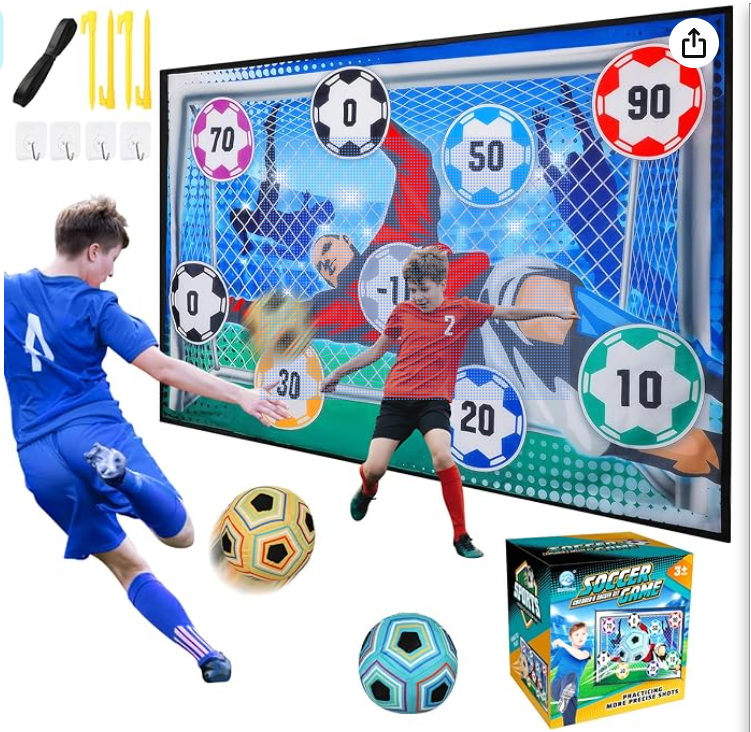 VATOS Soccer Ball Game Set for Kids, Indoor Outdoor Backyard Toss Soccer Goal Game with Velcro Balls, Foldable Flannel Goals, Toddlers Gift for 3 4 5 6 7 8 Year Old Boy Toys Birthday Christmas