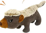 IOKHEIRA Dog Plush Toys for Aggressive Chewers, Indestructible Dog Squeaky Toys with Crinkle Paper, Durable Teething Chew Toys for Medium and Large Breed (Coffee Brown, Honey Badger)