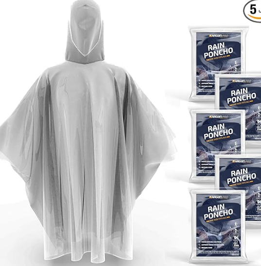 Hagon PRO Disposable Rain Ponchos for Adults (5 Pack)