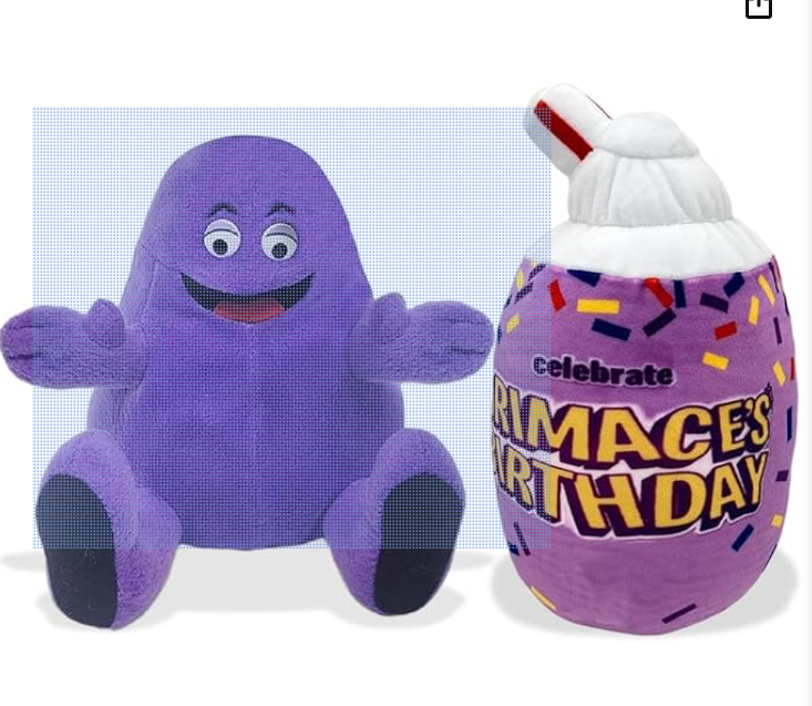 Hashibira Grimace Shake Yellow Hat Plush Toy Plushie Stuffed Animal Toy Game Doll Toy Christmas Stuffed Doll Birthday Gift for Kids Children (2 PCS)