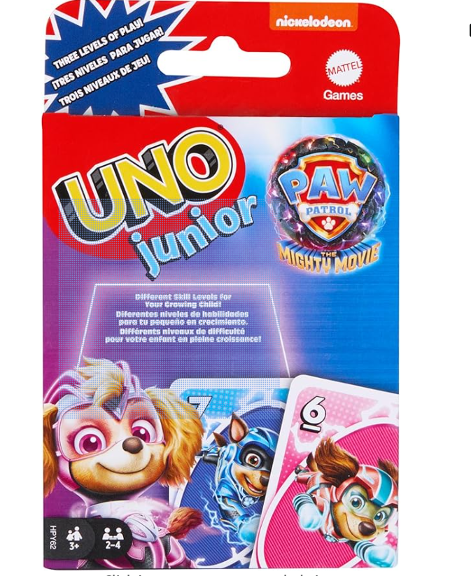 Mattel Games UNO Junior Paw Patrol: The Mighty Movie Kids Card Game for Family Night Featuring 3 Levels of Play