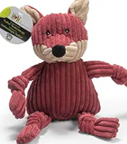 HuggleHounds Knotties Dog Toys For Large Dogs - Plush Dog Toy For Aggressive Chewers - Squeaky Interactive Puppy Toys - Soft Yet Tough, Durable Stuffed Pet Chew Toy For All Breedss | Large Fox