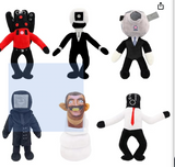 Perkitok 6PCS Skibidi Toilet Plush, 11" Titan Speakerman PlushiesToys for Fans and Friends Beautifully Plush Doll Collectible Gifts