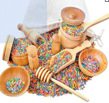 10 Piece - USA Made - Child Size Sensory Bin Tools - Sensory Bins - Wooden Sensory Bin Tools - Sensory Bin Toys - Sensory Tools - Toddler Sensory Bin - Learning Scooper -Montessori Toys for Toddler