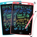 LCD Writing Tablet, 2 Packs Drawing Pads for Kids 3 4 5 6 Years Old 8.5 Inch Colorful Lines Doodle Scribble Boards Educational Toys for Boys Girls Road Trip EssentialsTravel Game Toys,Pink+Blue