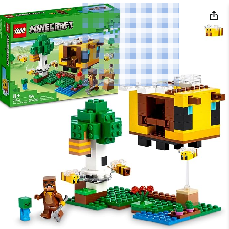 LEGO Minecraft The Bee Cottage Building Set - Construction Toy with Buildable House, Farm, Baby Zombie, and Animal Figures, Game Inspired Birthday Gift Idea for Boys and Girls Ages 8 and Up, 21241