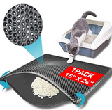 kaxionage Cat Litter Trapper Mat - 15x24 Inch Honeycomb Double Layer, Waterproof Kitty Litter Mat, Easy Clean and Scatter Control (Grey)