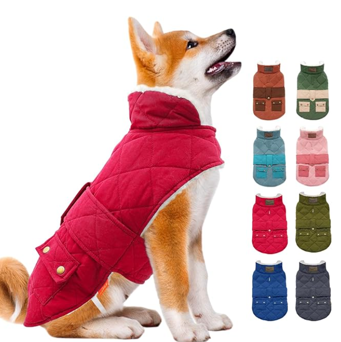 KYEESE Dog Coats Warm Dog Jacket Winter Windproof Padded Sherpa Cozy Dog Winter Coats for Small Dogs with Furry Collar Dog Clothes