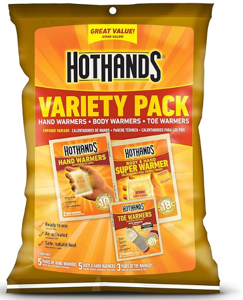 HotHands Toe, Hand, & Body Warmer Variety Pack - Long Lasting Safe Natural Odorless Air Activated Warmers