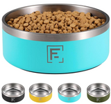 Insulated Dog Bowl - 32oz 4 Cup Stainless Steel Dog Bowls, Non Slip Double Wall Dog Food Water Bowl with Rubber Pad, Durable Indoor Outdoor Metal Pet Bowl for Medium Small Dogs Cats Puppy- 32oz