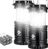 Etekcity Lantern Camping Essentials Lights, Led Lantern for Power Outages, Tent Lights for Emergency, Hurricane, Battery Powered Flashlight, Survival Kits, Operated Lamp, 2 Pack, Black