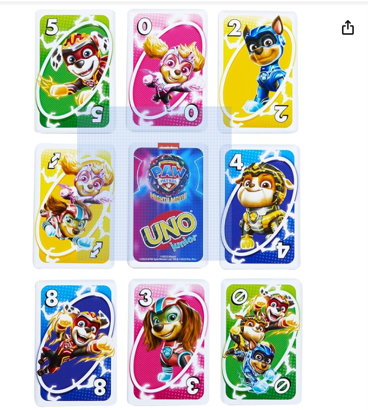 Mattel Games UNO Junior Paw Patrol: The Mighty Movie Kids Card Game for Family Night Featuring 3 Levels of Play