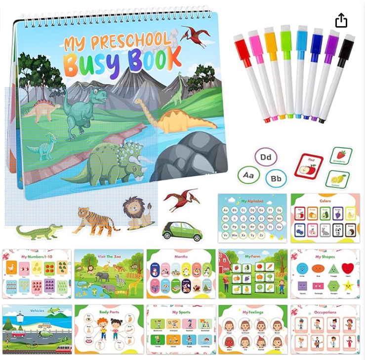 Preschool Busy Book Learning Games,Preschool Learning Activities Busy Book for Toddlers 3-6 Activity Books for Kids Ages 3-6,Special Education Classroom Must Haves