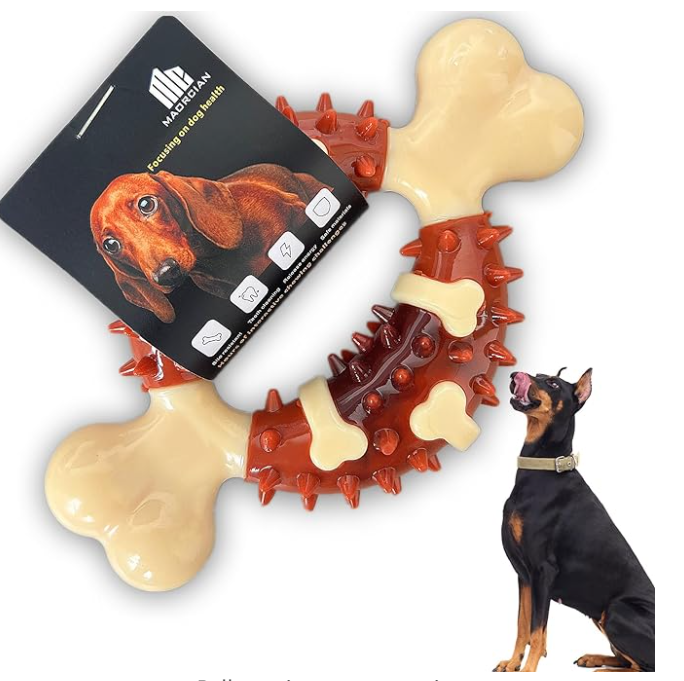 MAORCIAN Dog Chew Toy Soft and Tough, Beef-Flavored, Ideal for Small Breeds, Medical-Grade TPR and Food-Grade Nylon, Perfect for Aggressive Chewers (Medium up to 60 lbs.)