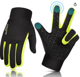 Kids Winter Warm Sports Gloves - Cold Weather Water-Resistant Children Mittens Age 4 12 Years Boys Girls Black