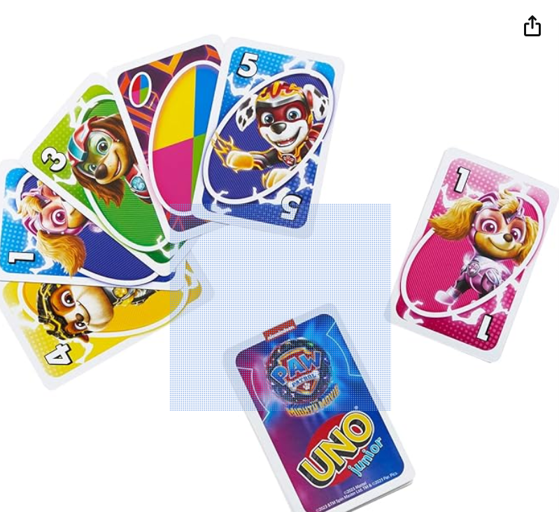 Mattel Games UNO Junior Paw Patrol: The Mighty Movie Kids Card Game for Family Night Featuring 3 Levels of Play