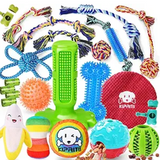 KIPRITII Dog Chew Toys for Puppy - 23 Pack Puppies Teething Chew Toys for Boredom, Pet Dog Toothbrush Chew Toys with Rope Toys, Treat Balls and Dog Squeaky Toy for Puppy and Small Dogs