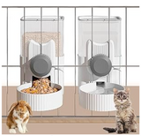 Kathson Hanging Automatic Cat Feeder and Water Dispenser Hanging Rabbit Food and Water Dispenser for Cage Hanging Dog Water and Food Bowl Dispenser for Bunny Guinea Pig Ferret Hedgehog