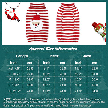 2 Pieces Pet Turtleneck Sweater Cats Dogs Christmas Footprints Snowflake Sweater Dog Red and White Santa Claus Knitwear Puppy Warm Xmas Pullover Clothes for Pets Holiday Winter Clothes