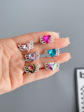 Children's open ring Angel Wings Anti Crystal Princess Rhinestone Ring Little Girl Jewelry gift Toys for girls