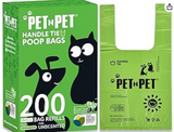 PET N PET Poop Bags Unscented | Dog Poop Bags with Tie Handles | USDA Certified 38% Biobased Dog Waste Bags | Cat Poop Bags | Durable Dog Bags for Poop | Easy Dispensing 200 Counts Poop Bags for Dogs
