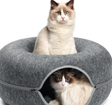 Cat Tunnel Bed, FULUWT Cat Tunnel with Ventilated Window for Indoor Cats, Cat Cave for Hideaway, Anti-Collapse Felt Play Tunnel for Small Pets. (20 Inch, Dark Grey)