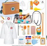 EFO SHM Doctor Kit for Kids, 34 Pcs Kids Doctor Playset kit for Toddlers 3-5 with Medical Storage Bag & Real Stethoscope, for Boys and Girls Fun Role Playing Game, Doctor Play Gift for Kids Toddlers