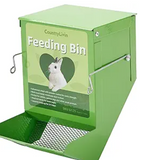 CounttyLivin Metal Small Animal Feeder with Lid, Heavy Duty Rabbit Feeder, Large Capacity Rabbit Food Dispenser, Great for Rabbit, Guinea Pigs, Chinchillas and Other Small Animals. (4.6 inch, Green)