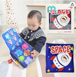 MOVEBO Soft Activity Book for Toddlers – Learning Sensory Quiet Bookfor 3 Year Old Toddlers Boy Girl, Montessori Cloth Book with 8 Interactive Daily Activities, Travel Toy for Kids (Space Book)