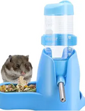 3 in 1 Hamster Hanging Water Bottle Pet Auto Dispenser with Base for Dwarf Hamster Mouse Rat Hedgehog (80ML, Blue)