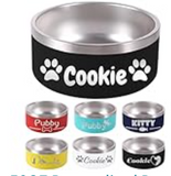 32OZ Personalized Dog Bowl Laser Engraved Custom Pet Name 18/32/42/64 oz No Slip Stainless Steel Insulated Bite-Resistant Food Water Dishes-Black