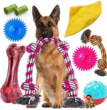 Zeaxuie Heavy Duty Various Dog Chew Toys for Aggressive Chewers - 9 Pack Value Set Includes Indestructible Rope Toys & Squeaky Toys for Medium, Large & X-Large Breeds (for Regular Chewers)
