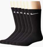 NIKE Unisex Performance Cushion Crew Socks with Band (6 Pairs), Black/White, Large