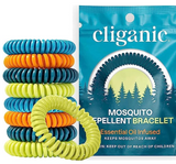 Cliganic 10 Pack Mosquito Repellent Bracelets, DEET-Free Bands, Individually Wrapped (Packaging May Vary)