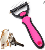 Dog Brush for Shedding, Pet Grooming Brush, Cat Deshedding Brush Tool, Double Sided Shedding and Dematting Undercoat Rake Comb for Dogs & Cats (small, RED)