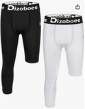 Dizoboee Youth Boys Compression Pants One Leg 3/4 Leggings for Sports Kids Basketball Tights 2 Pack