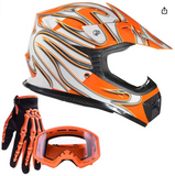 Typhoon Youth Kids Offroad Gear Combo Helmet Gloves Goggles DOT Motocross ATV Dirt Bike MX Motorcycle