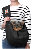 TOMKAS Small Dog Sling Carrier - Adjust. Strap & Zip Pocket - Suitable for Puppies (Black)