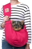 TOMKAS Dog Sling Carrier for Small Dogs Puppy Carrier for Small Dogs (Rose red, adjustable strap for 3 - 10 lbs & Zipper Pocket)